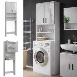 Waschmaschinenschrank Irma Weiß Hochglanz 64 x 190.5 cm Vicco