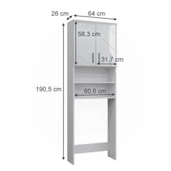 Waschmaschinenschrank Irma Weiß Hochglanz 64 x 190.5 cm Vicco
