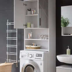 Waschmaschinenschrank Irma Weiß Hochglanz 64 x 190.5 cm Vicco