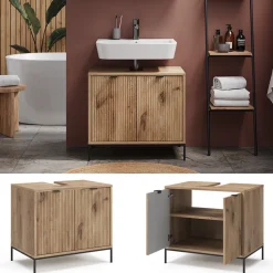 Waschtischunterschrank Eliza Viking Oak 70 x 63 cm mit 2 Türen Vicco