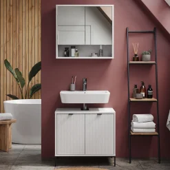 Waschtischunterschrank Eliza Weiß 70 x 63 cm mit 2 Türen Vicco