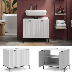 Waschtischunterschrank Eliza Weiß 70 x 63 cm mit 2 Türen Vicco
