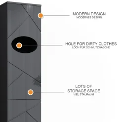 Wäscheschrank Irma Anthrazit 37.2 x 192 cm Vicco