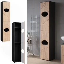 Wäscheschrank Irma Anthrazit/Goldkraft Eiche 37.2 x 192 cm Vicco