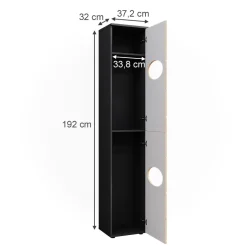 Wäscheschrank Irma Anthrazit/Goldkraft Eiche 37.2 x 192 cm Vicco