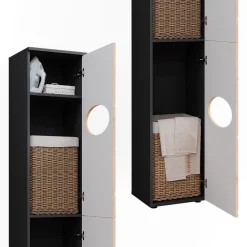 Wäscheschrank Irma Anthrazit/Goldkraft Eiche 37.2 x 192 cm Vicco